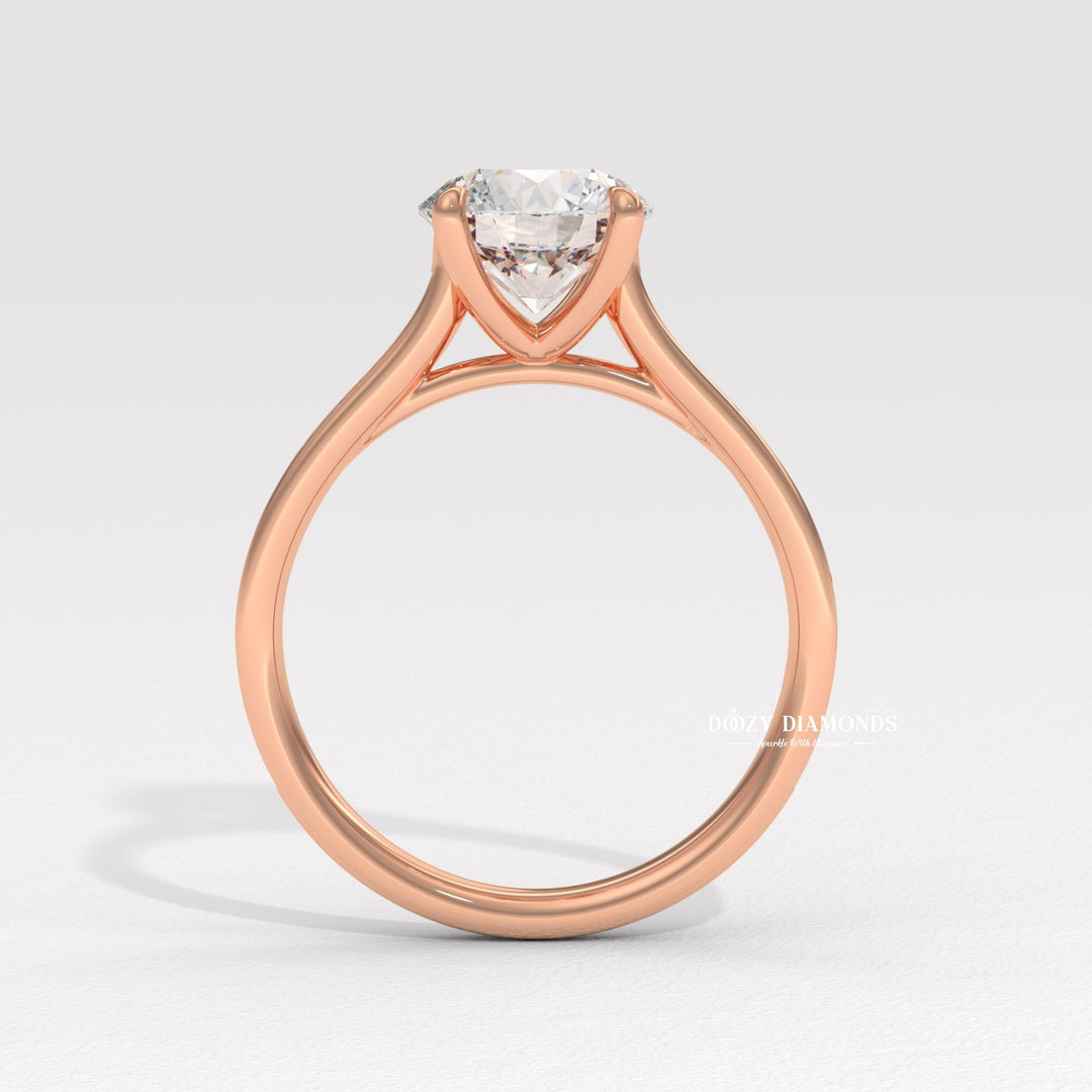 Round pave engagement ring photographed in natural light