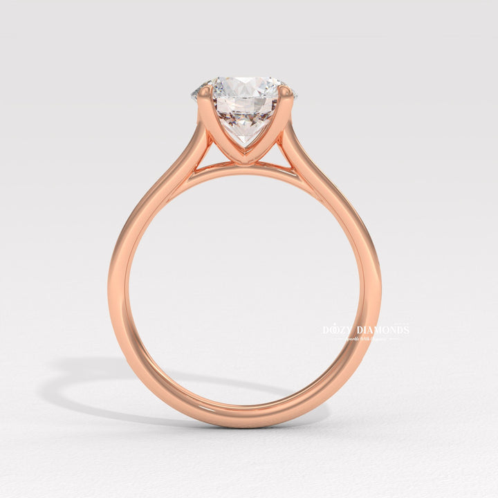 Round pave engagement ring photographed in natural light