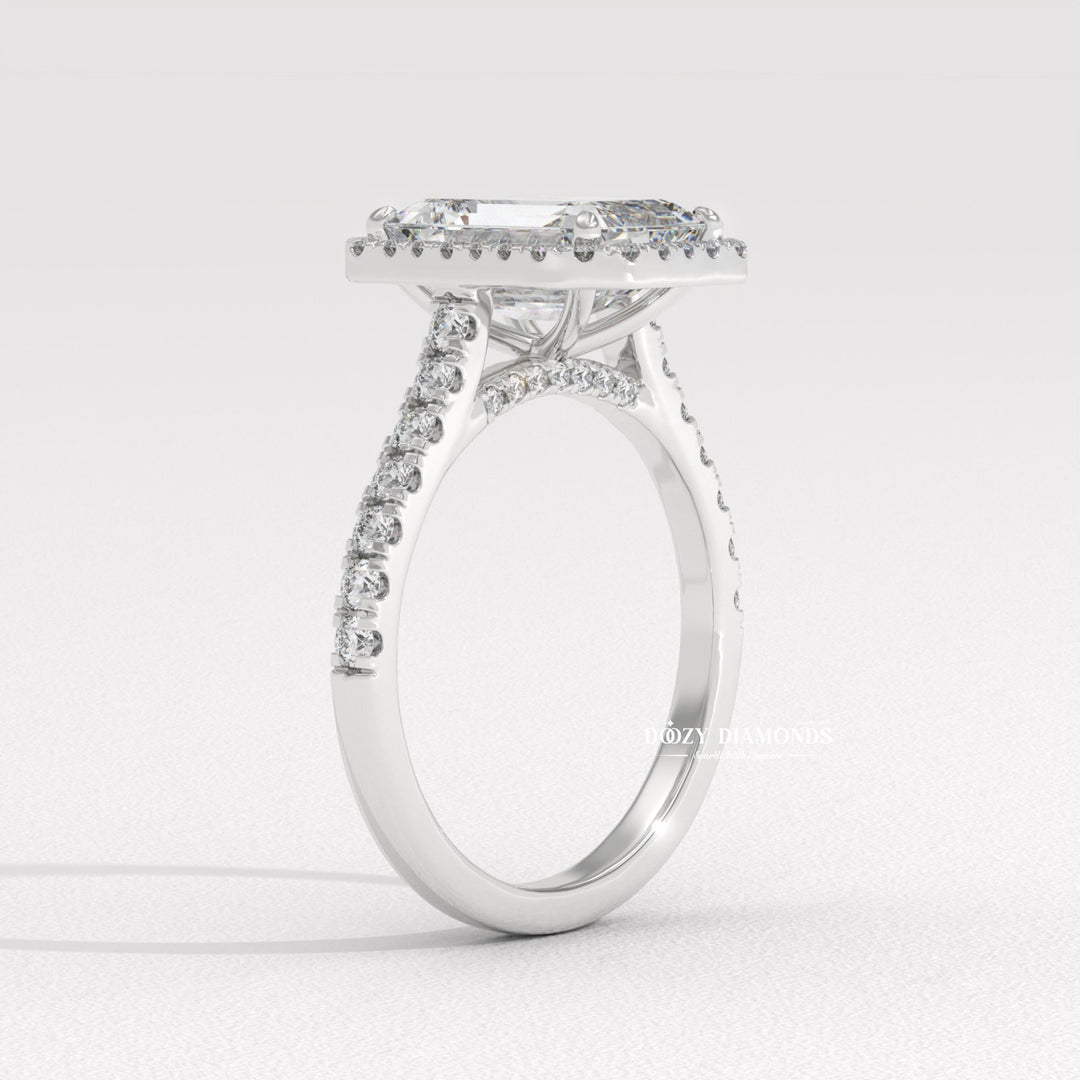 Shop the emerald cut pave engagement ring collection online