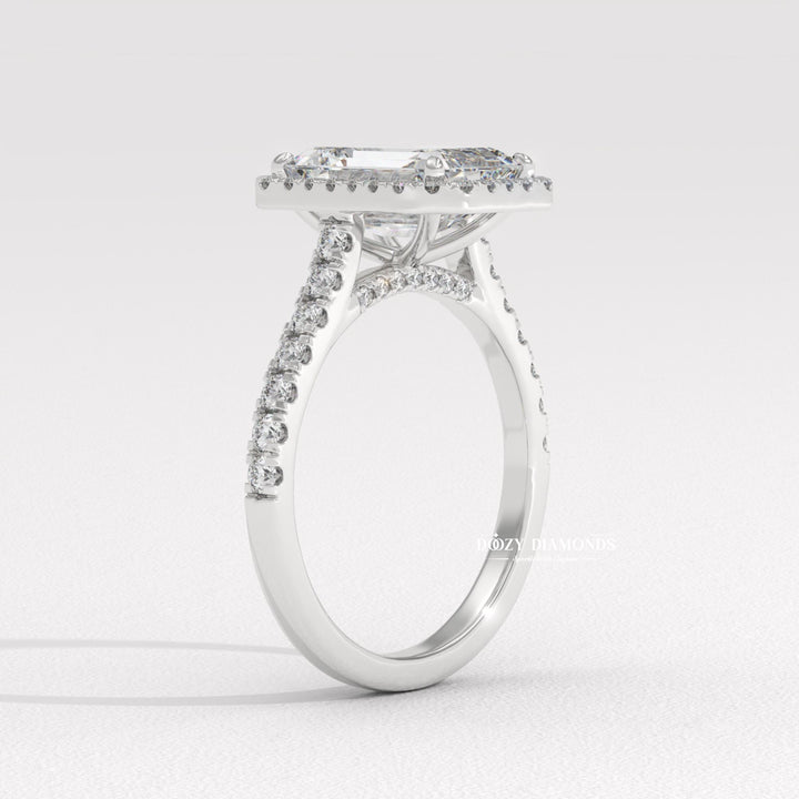 Shop the emerald cut pave engagement ring collection online