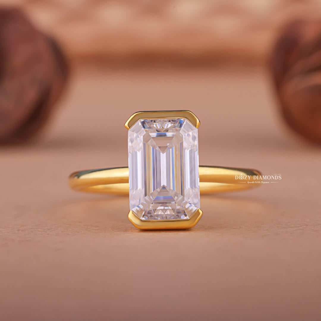 Discover emerald bezel lab grown diamond engagement ring online