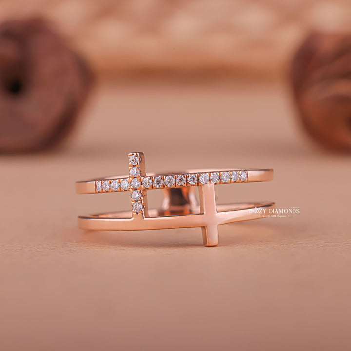 Round round diamond wedding band front view