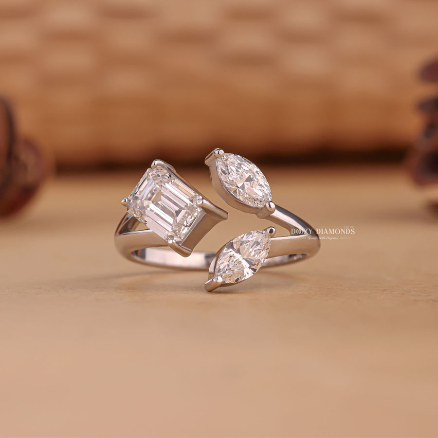 Shop marquise three stone lab grown diamond engagement ring