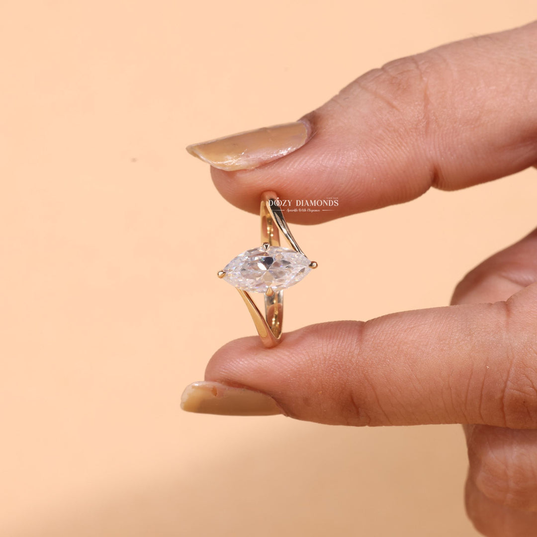 2.0CT - 3.0CT Marquise Cut E/VS1 Lab Grown Diamond Bypass Engagement Ring - Doozy Diamonds