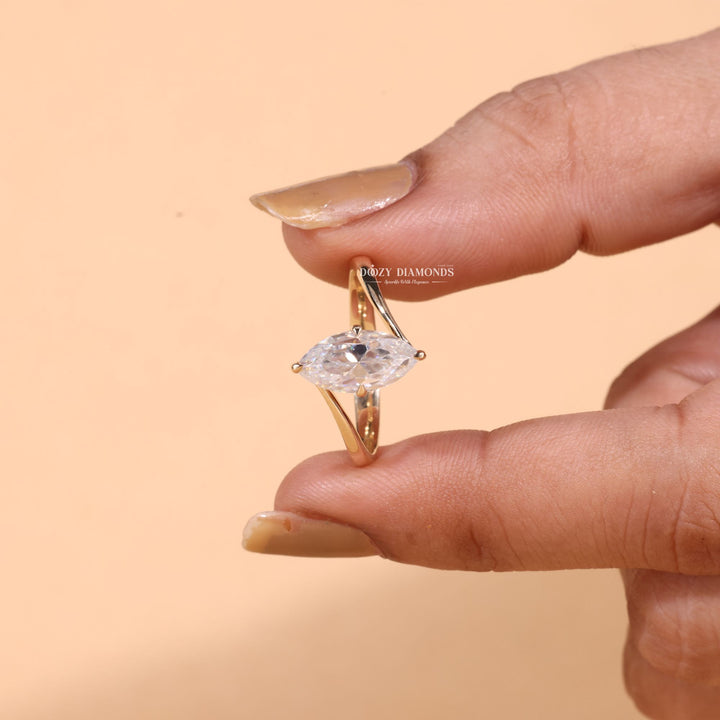 2.0CT - 3.0CT Marquise Cut E/VS1 Lab Grown Diamond Bypass Engagement Ring - Doozy Diamonds