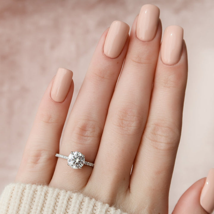 Discover round hidden halo lab grown diamond engagement ring online