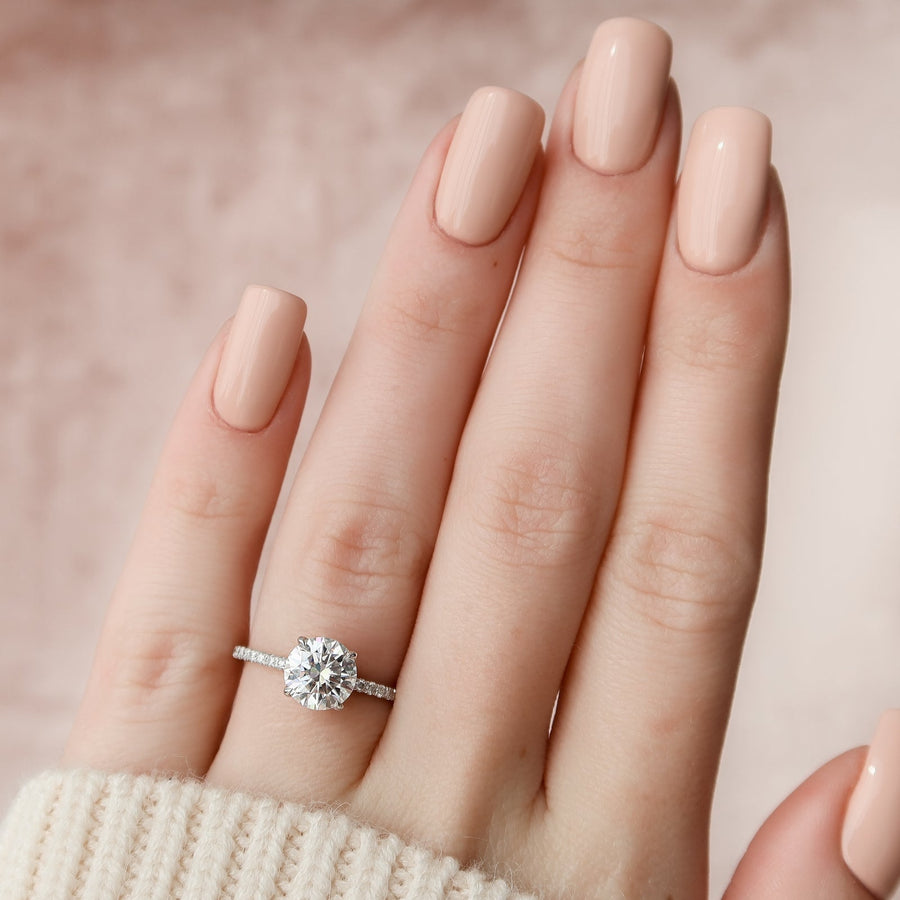 Discover round hidden halo lab grown diamond engagement ring online