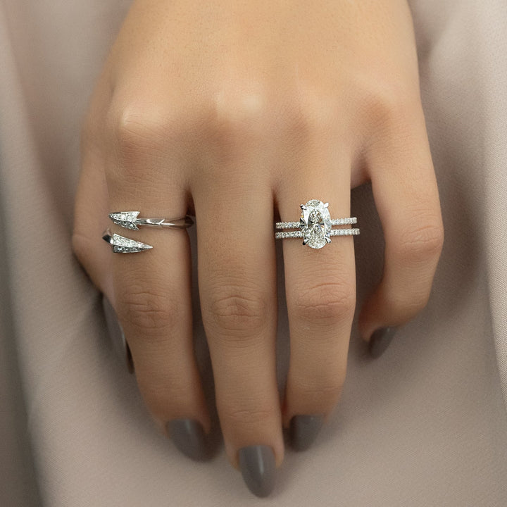 Discover oval hidden halo lab grown diamond engagement ring online