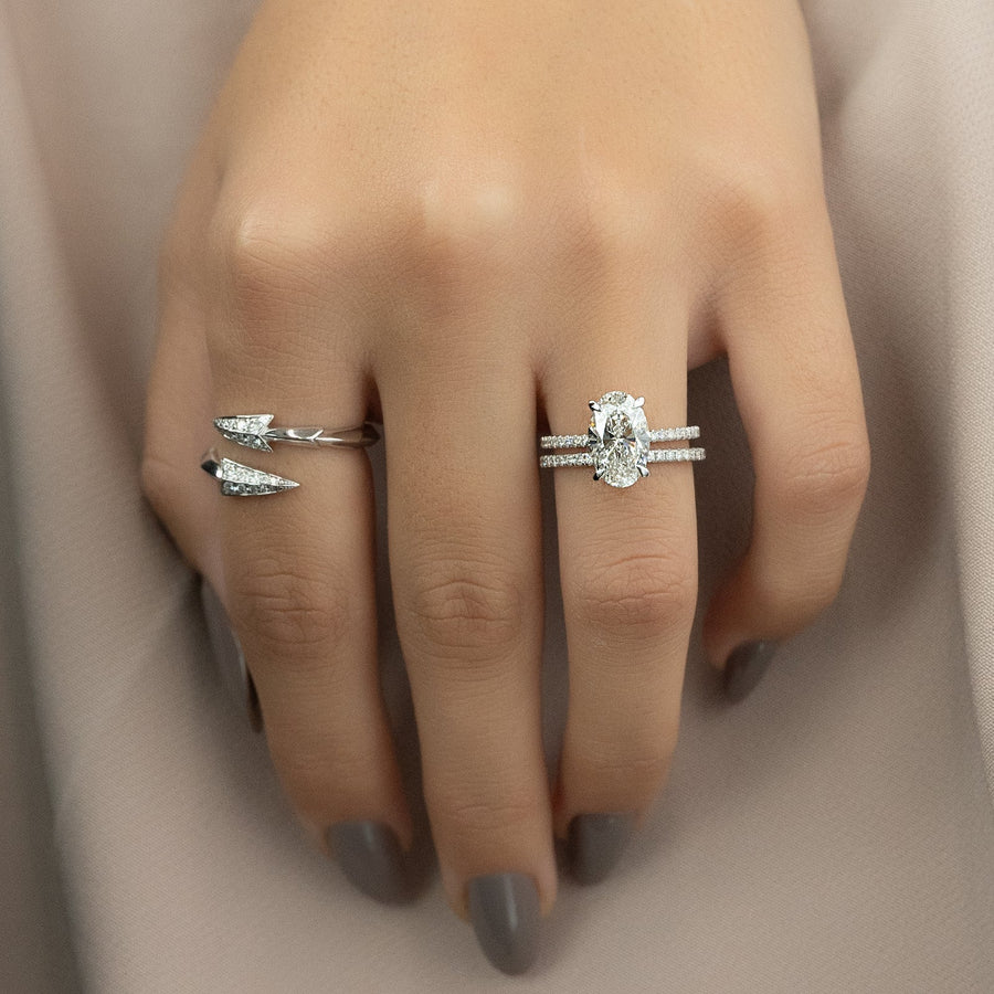 Discover oval hidden halo lab grown diamond engagement ring online