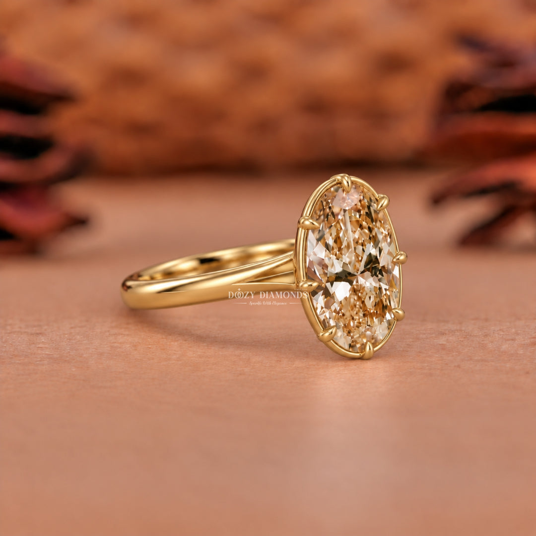 2.50CT Champagne Oval Cut Lab Grown Diamond Eight Prong Solitaire Engagement Ring