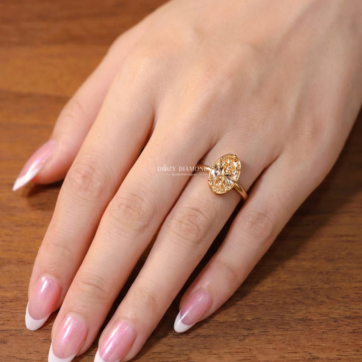 2.50CT Champagne Oval Cut Lab Grown Diamond Eight Prong Solitaire Engagement Ring