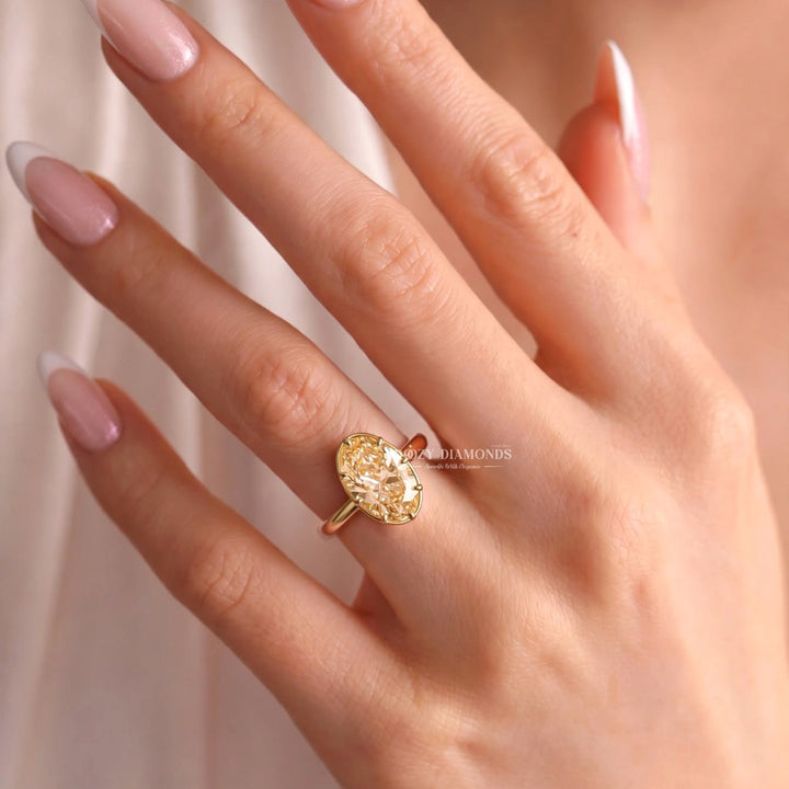2.50CT Champagne Oval Cut Lab Grown Diamond Eight Prong Solitaire Engagement Ring