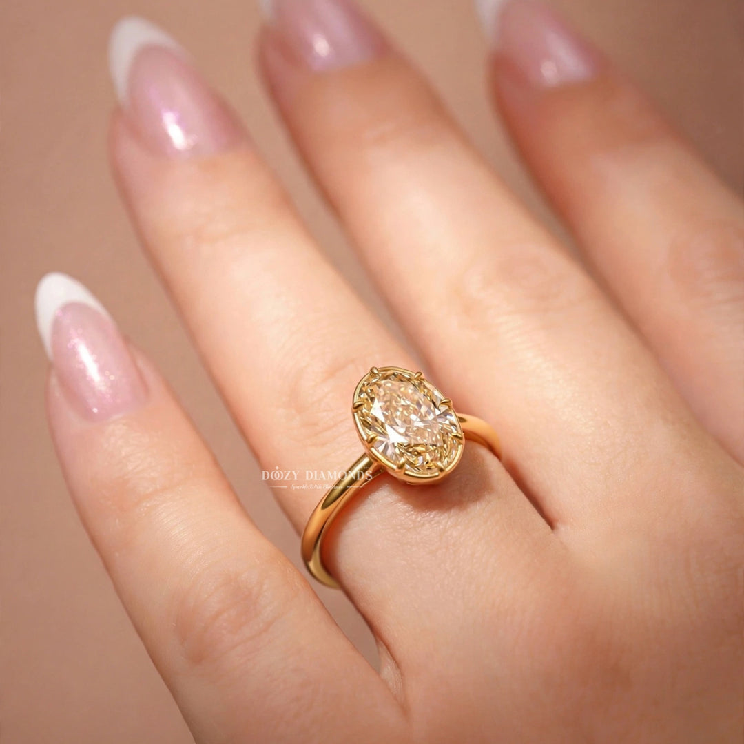 2.50CT Champagne Oval Cut Lab Grown Diamond Eight Prong Solitaire Engagement Ring