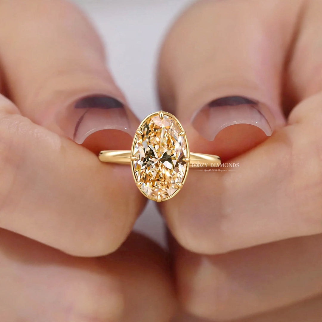 2.50CT Champagne Oval Cut Lab Grown Diamond Eight Prong Solitaire Engagement Ring