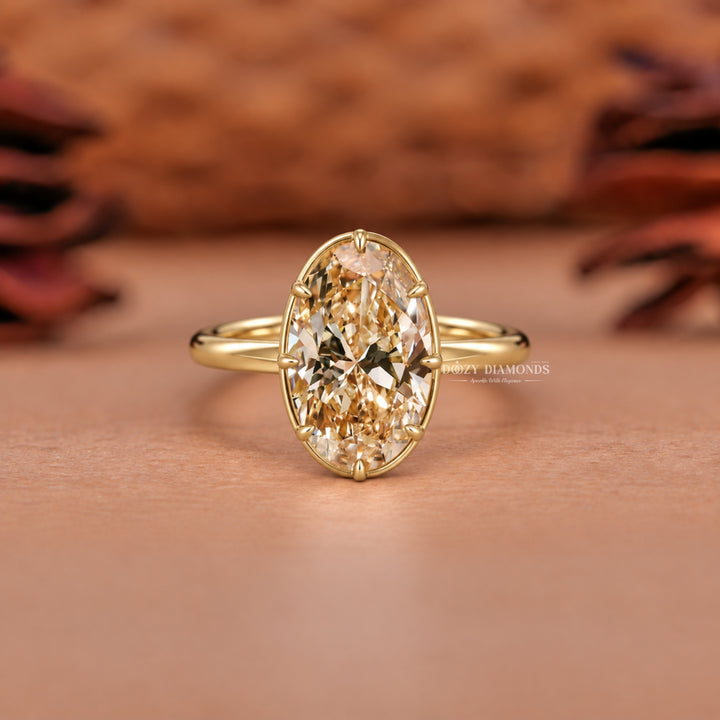 2.50CT Champagne Oval Cut Lab Grown Diamond Eight Prong Solitaire Engagement Ring