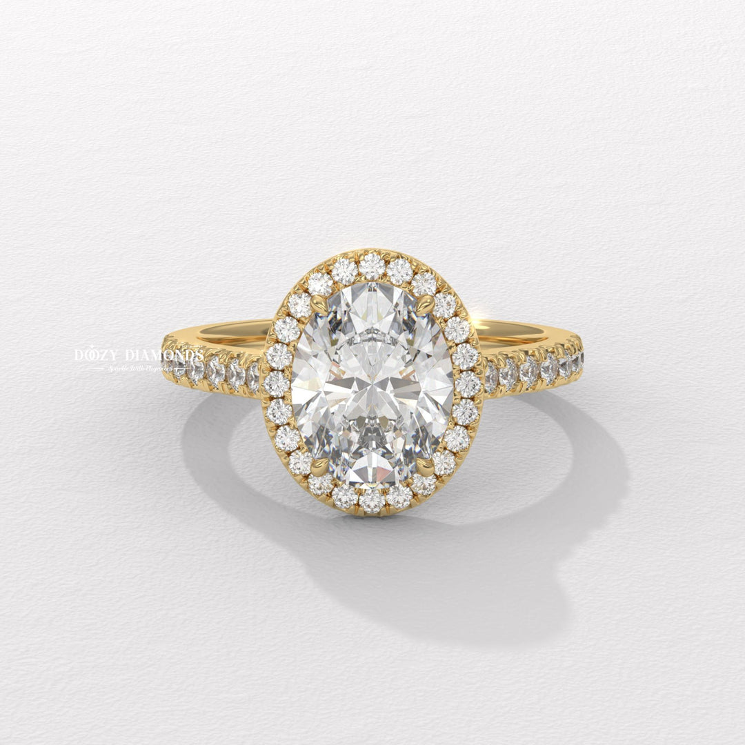 Oval halo lab grown diamond engagement ring for sale