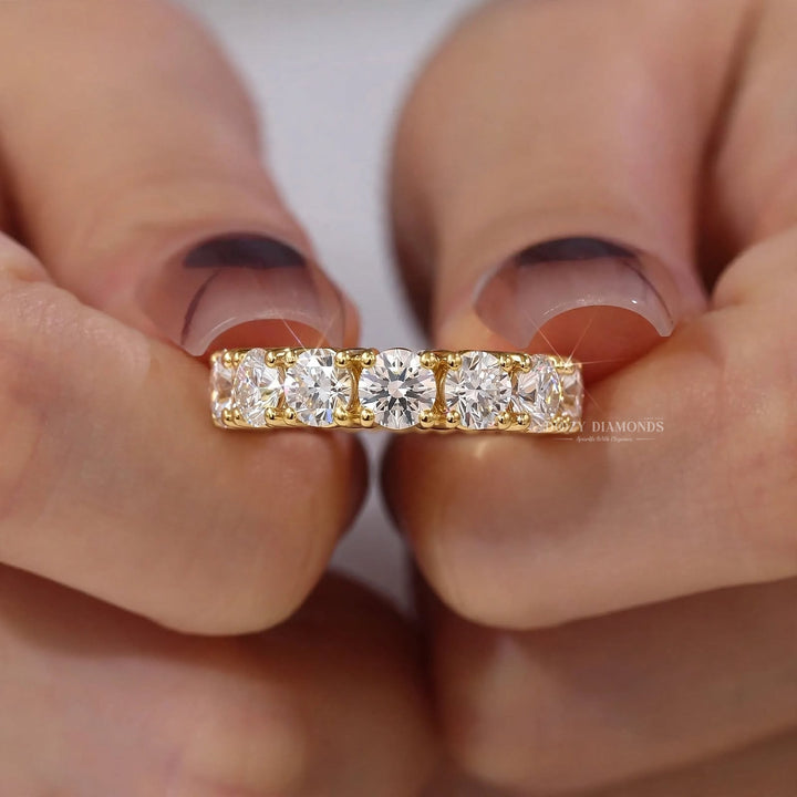 Round Lab Grown Full Eternity Band, Full Circle Gold Ring