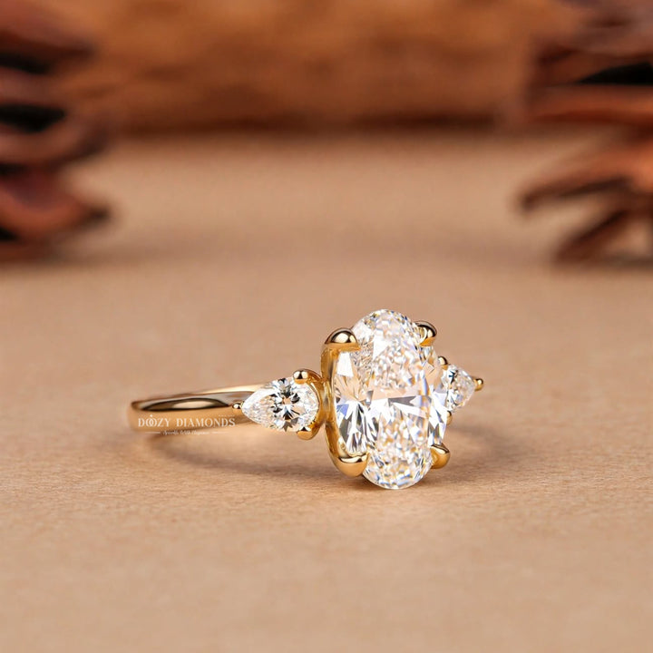 IGI Certified 2.50CT Oval Lab Grown Diamond Three Stone Engagement Ring
