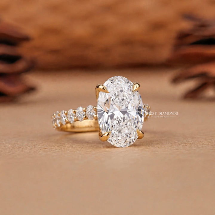 3.0CT Oval Lab Grown Diamond E/VVS Hidden Halo Engagement Ring
