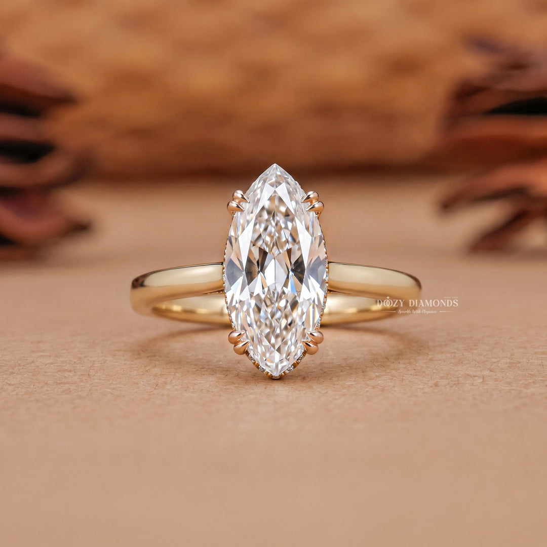 2.0CT Marquise Cut E/VVS2 Solitaire Lab Grown Diamond Engagement Ring