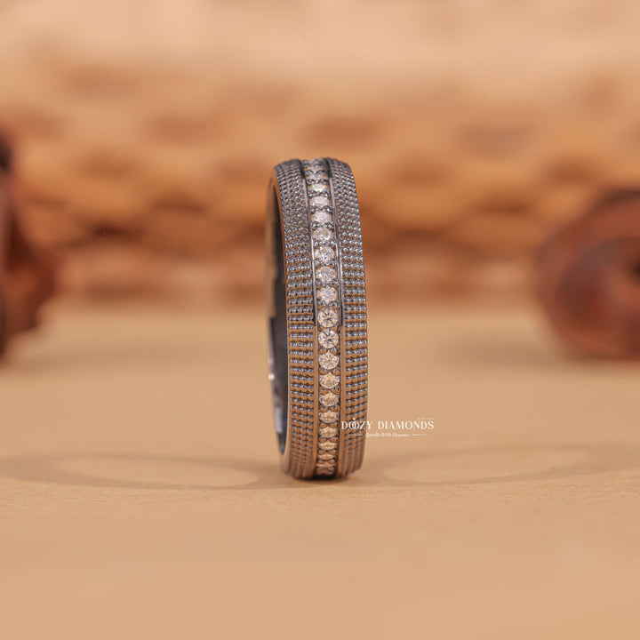 3.50MM Vintage diamond wedding band in yellow gold