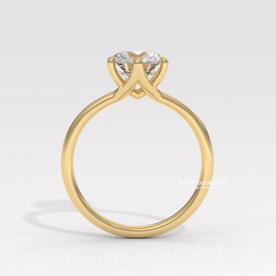 Round solitaire lab grown diamond ring in jewelry gift box