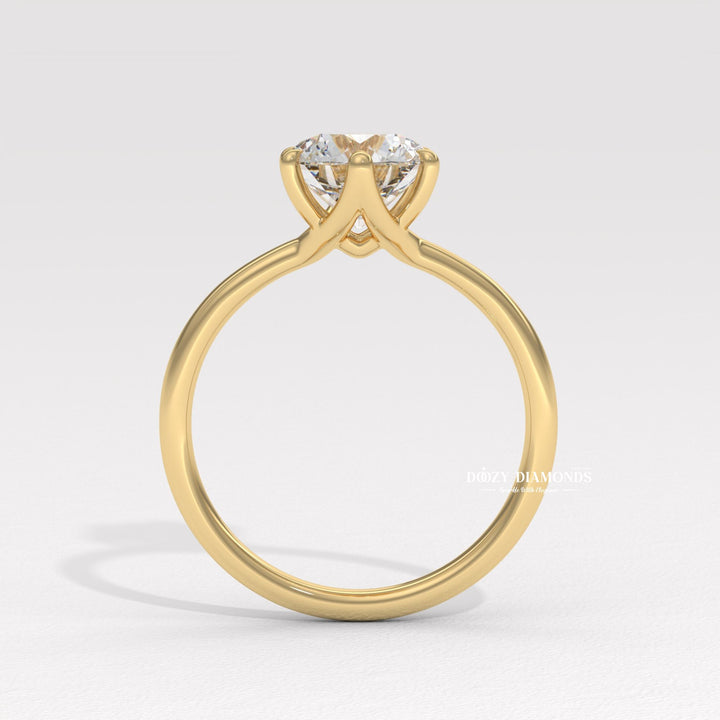 Round solitaire lab grown diamond ring in jewelry gift box