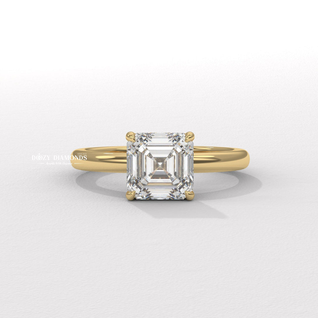 Asscher cut solitaire engagement ring available to buy now