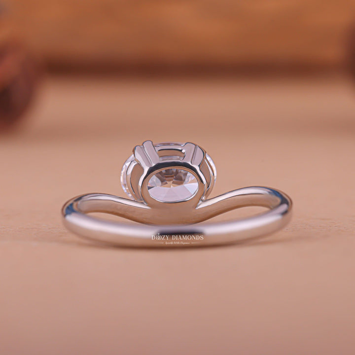 Classic oval east west engagement ring crafted for everyday wear