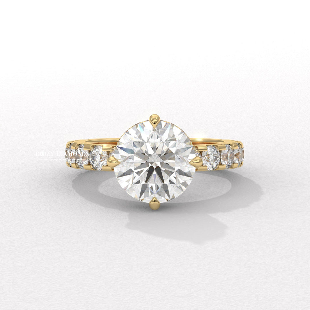 Round hidden halo lab grown diamond engagement ring for sale