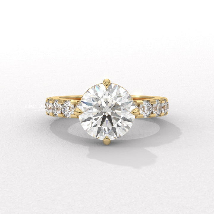 Round hidden halo lab grown diamond engagement ring for sale