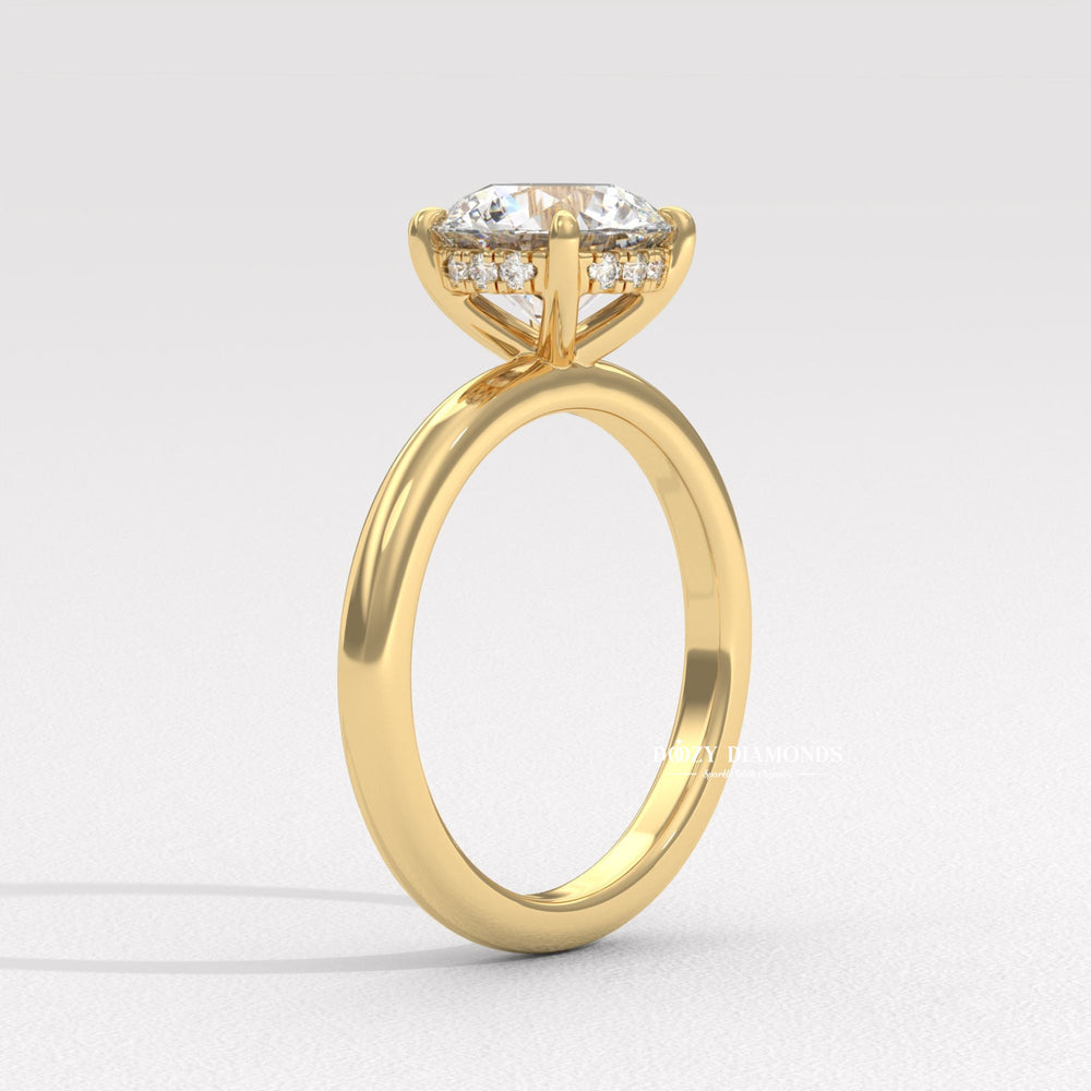 Classic round hidden halo engagement ring crafted for everyday wear
