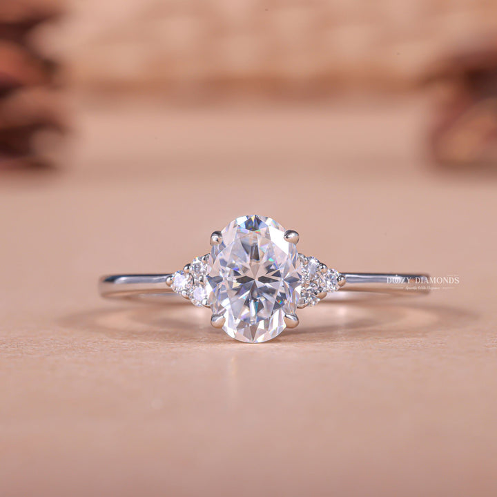 Buy 2.0CT oval cluster lab grown diamond engagement ring online
