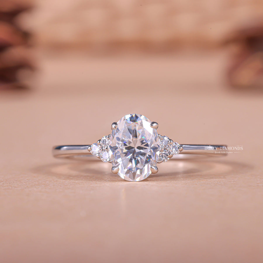 Buy 2.0CT oval cluster lab grown diamond engagement ring online