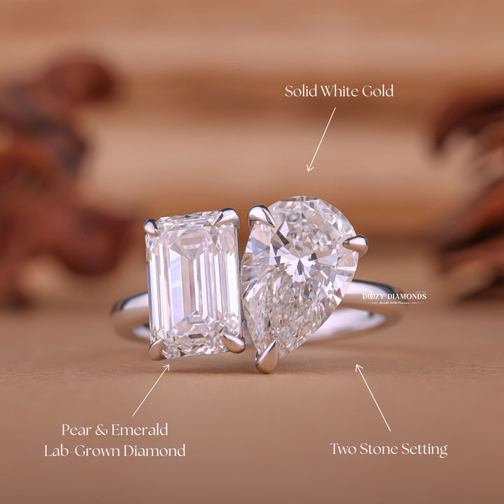 Pear cut diamond ring worn on hand