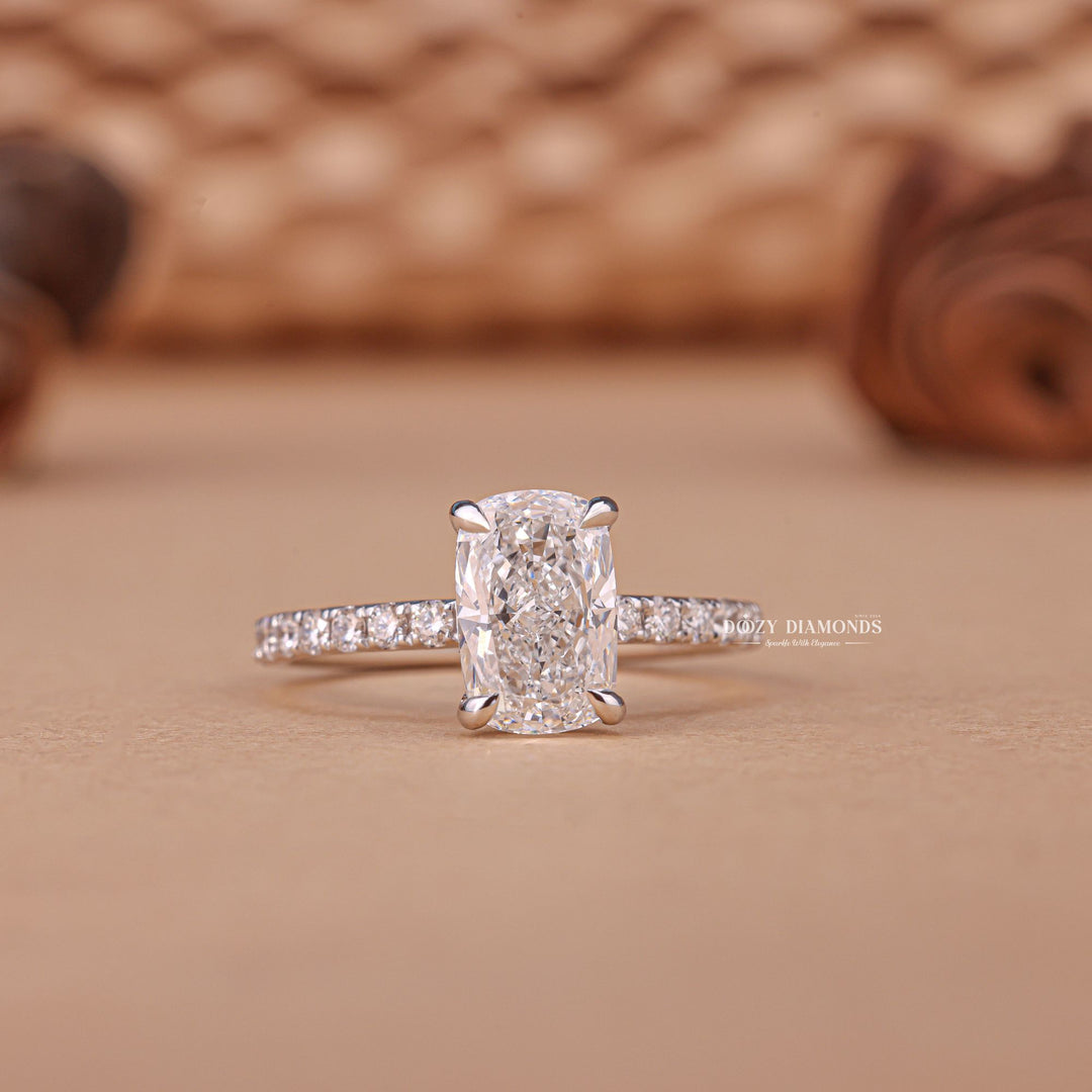 1.50CT cushion pave lab grown diamond engagement ring for sale