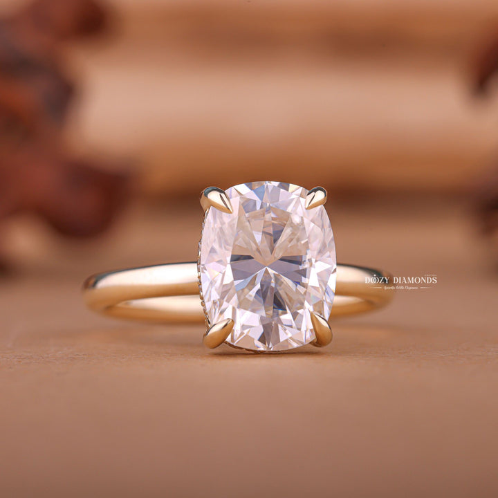 2.0CT cushion hidden halo lab grown diamond engagement ring for sale