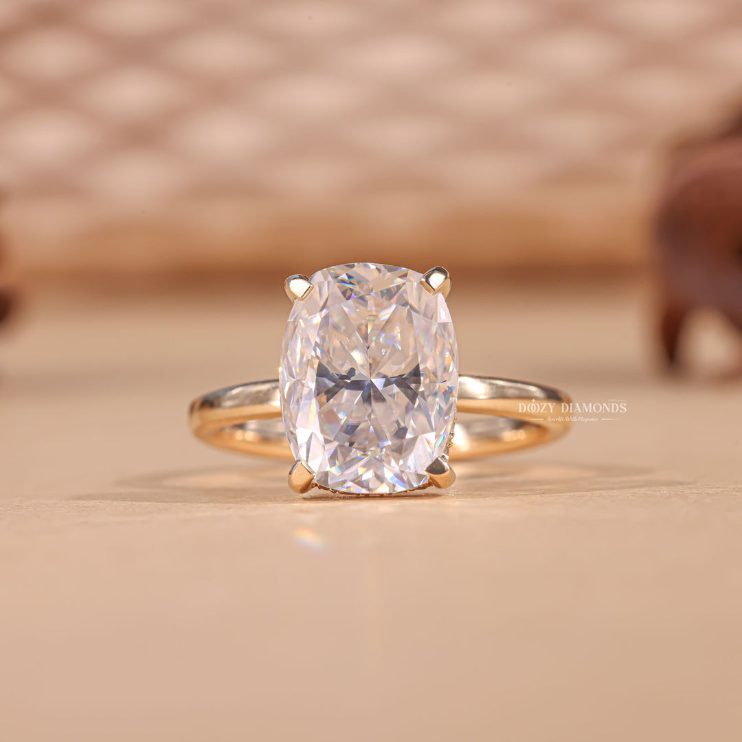 Buy 2.0CT cushion hidden halo lab grown diamond engagement ring online