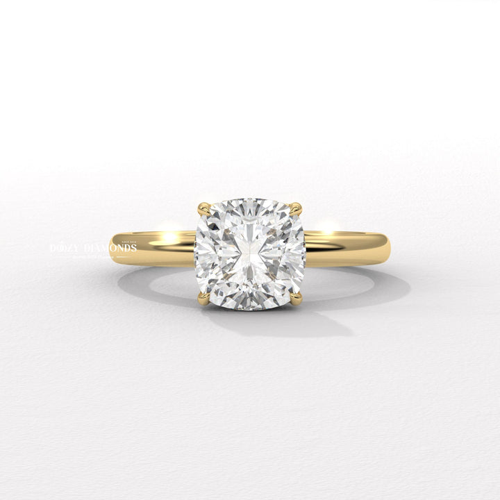Buy cushion hidden halo lab grown diamond engagement ring online