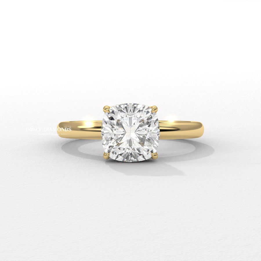 Buy cushion hidden halo lab grown diamond engagement ring online