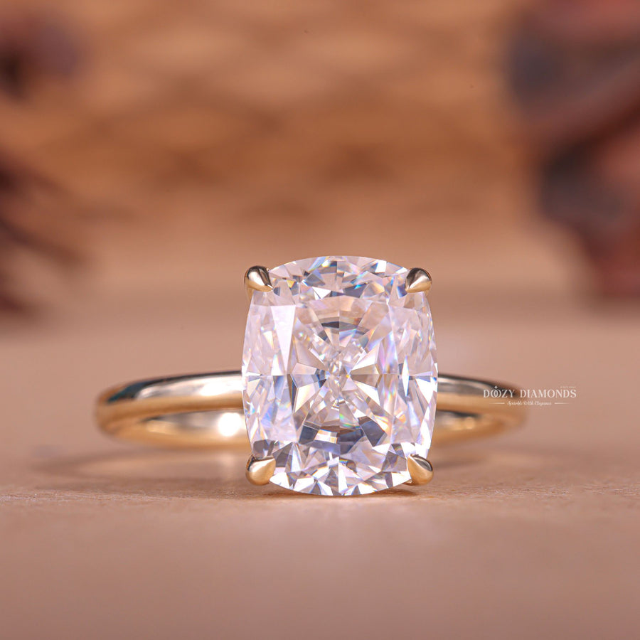 Discover cushion hidden halo lab grown diamond engagement ring online