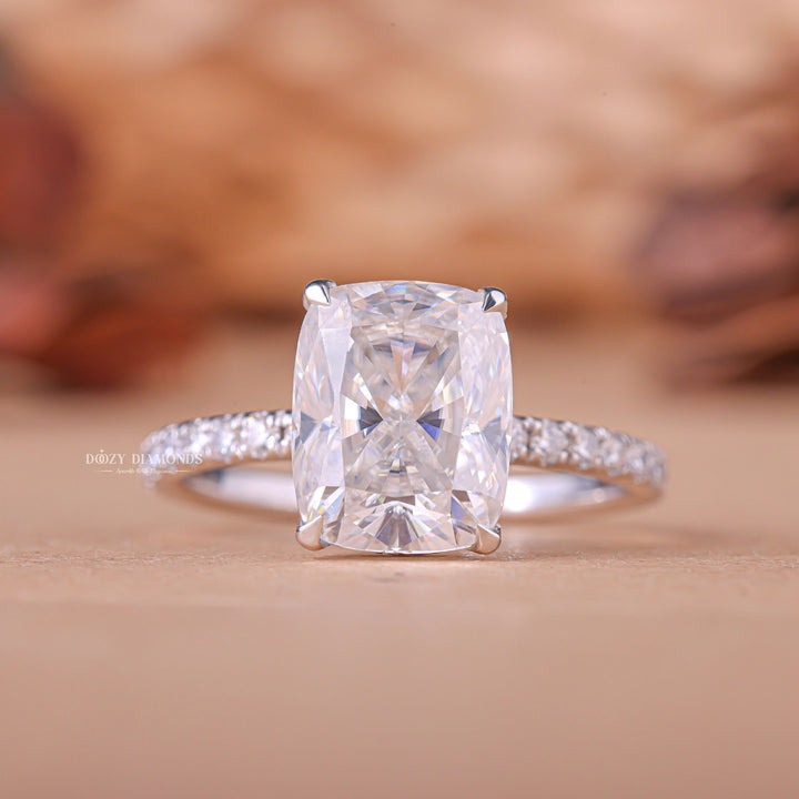 Discover cushion hidden halo lab grown diamond engagement ring online