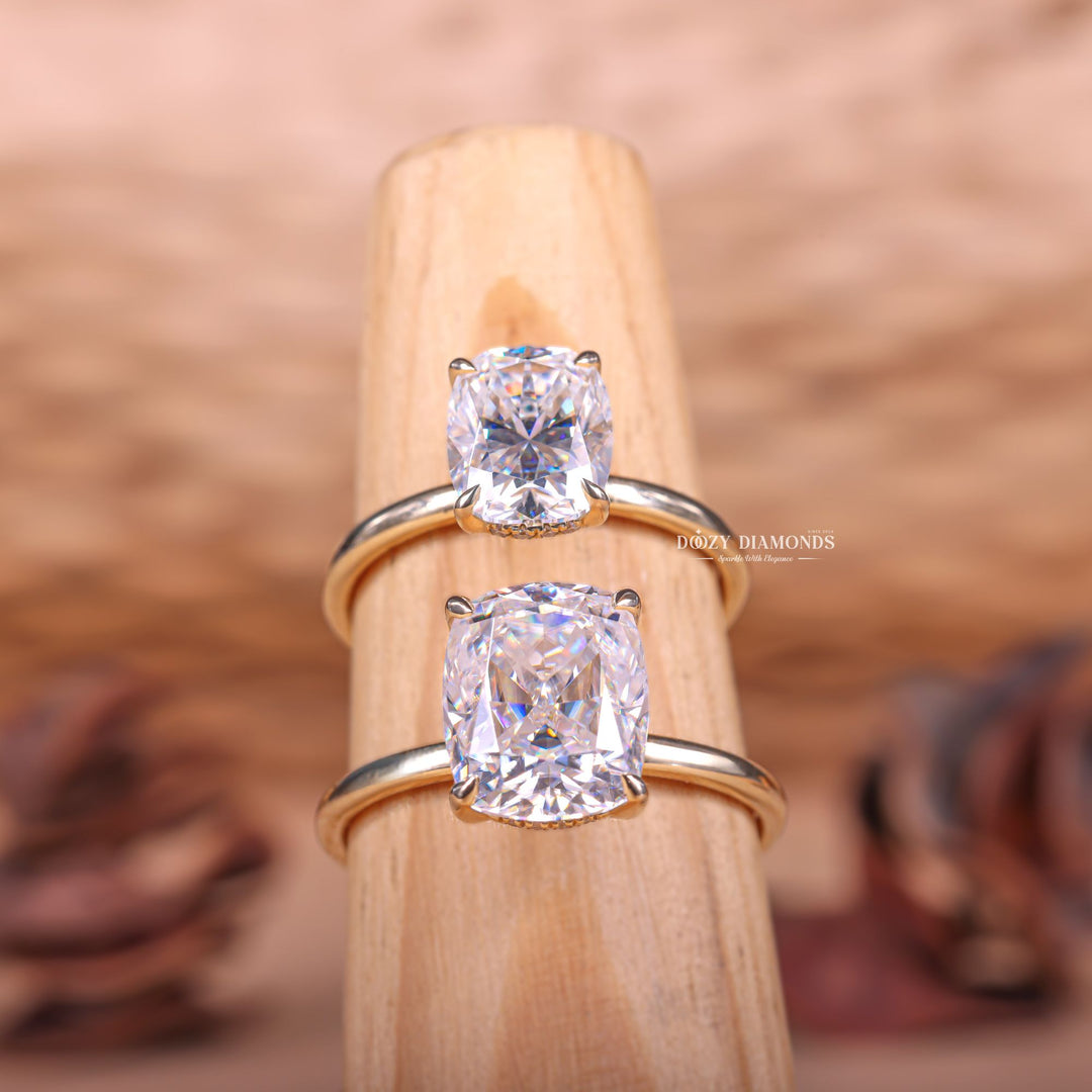 2.50CT cushion cut hidden halo engagement ring available to buy now