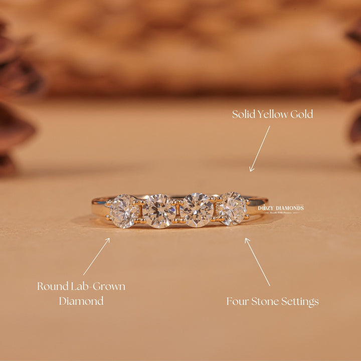 Four Stone diamond wedding band in yellow gold