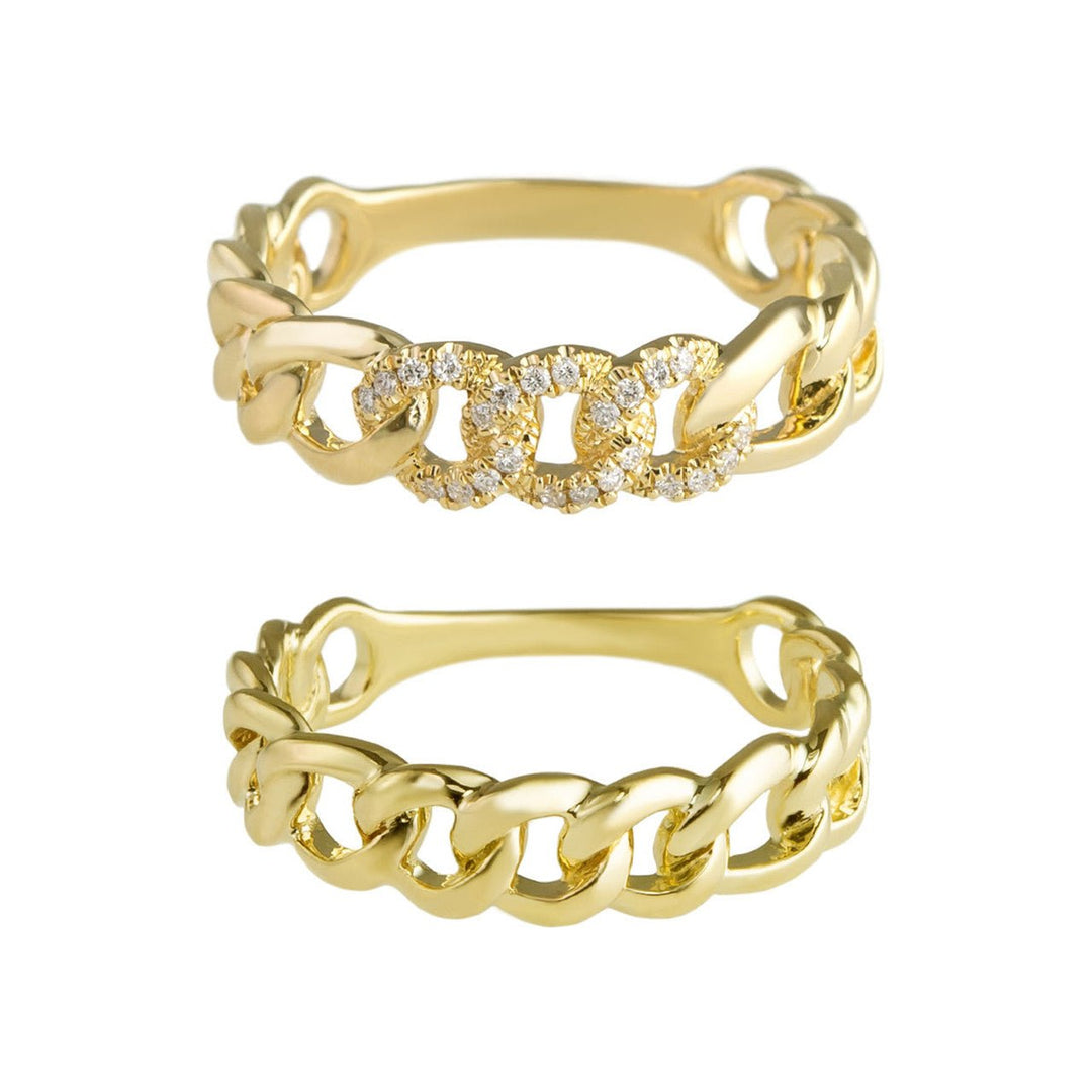 Cuban Chain lab grown diamonds Wedding Band in 14K Gold - Doozy Diamonds