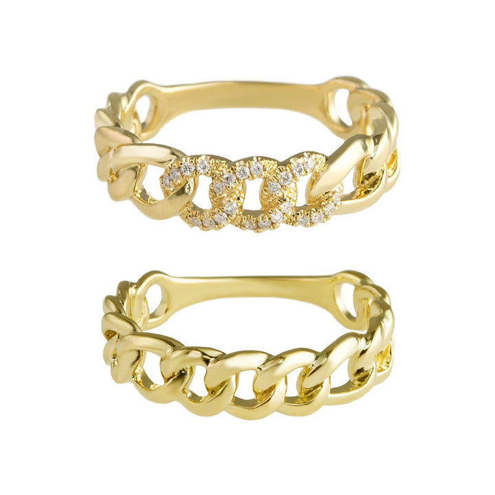 Cuban Chain lab grown diamonds Wedding Band in 14K Gold - Doozy Diamonds