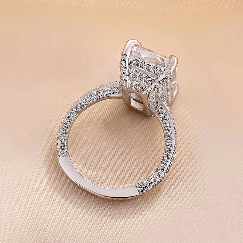 Radiant hidden halo engagement ring with IGI certificate and packaging