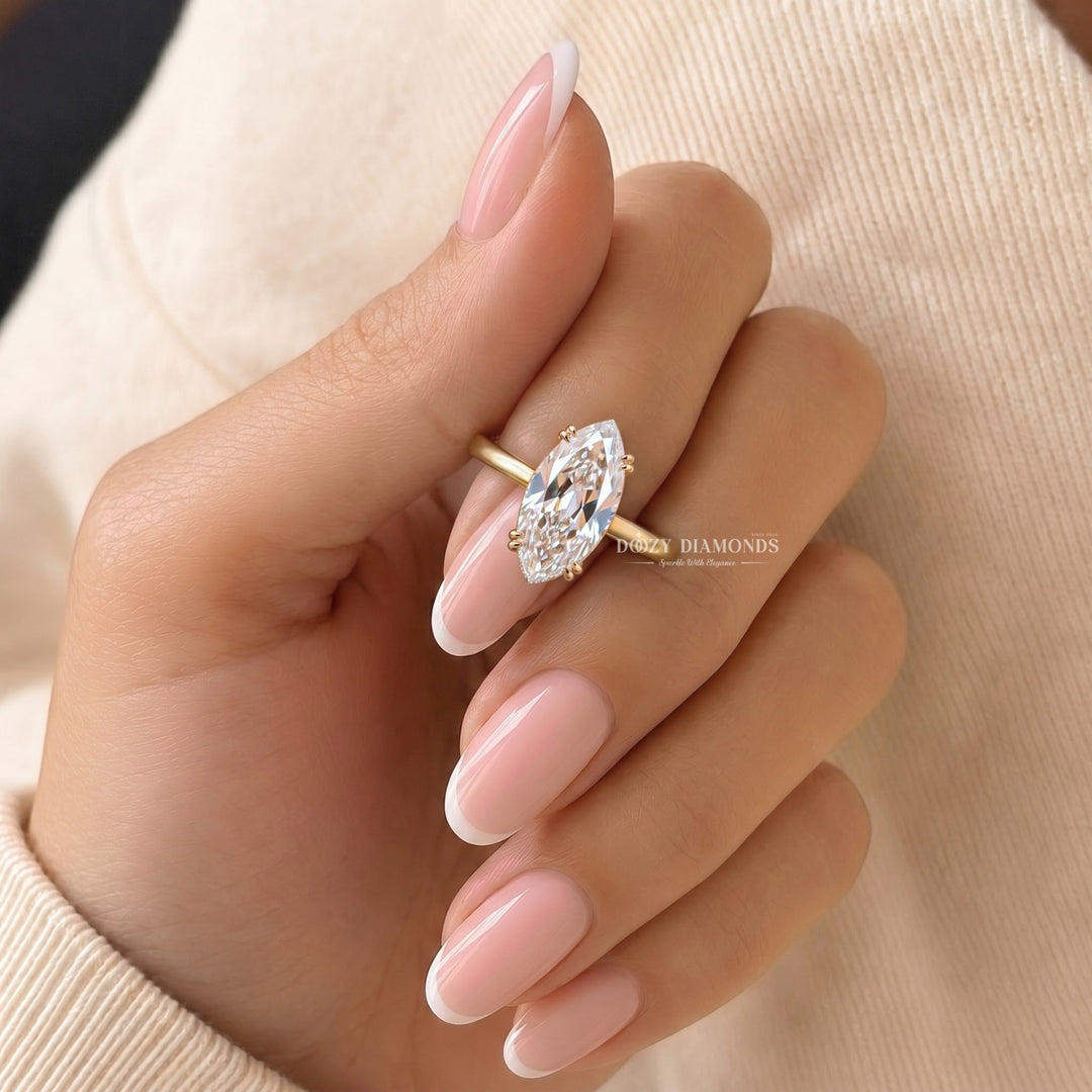 2.0CT Marquise Cut E/VVS2 Solitaire Lab Grown Diamond Engagement Ring
