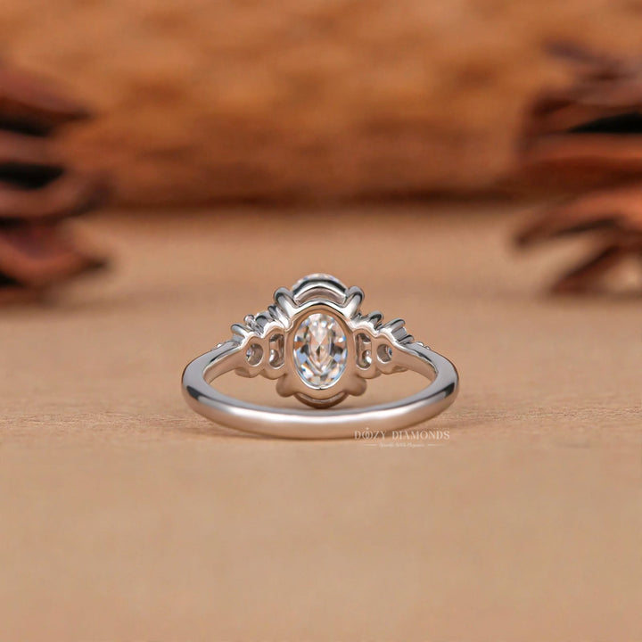 2.50CT Oval E/VVS1 Lab Grown Diamond Cluster Engagement Ring, White Gold