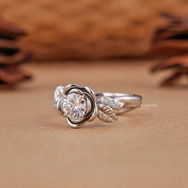 2.0CT Round Brilliant Cut Lab Grown Diamond Flower Style Engagement Ring